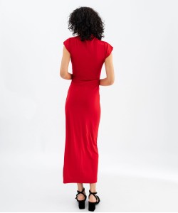Robe longue en microfibre à manches courtes femme